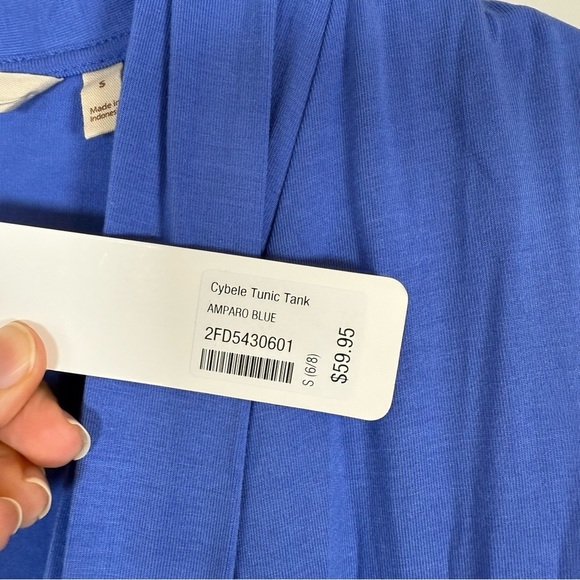 Soft Surroundings Cybele Sleeveless V-Neck Tunic Tank Top Amparo Blue Small NWT - Picture 4 of 6